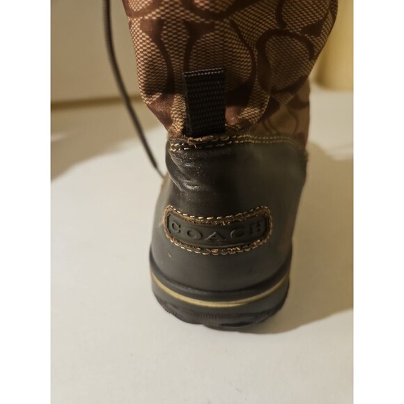 COACH Q1302 SHAINE SIGNATURE BROWN KHAKI MONOGRAM WINTER RAIN BOOTS SIZE 6.5B - Picture 7 of 9